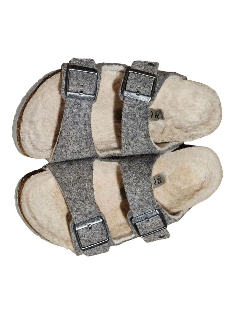 Kids' Birkenstock Grey Beige Shearling Lined Sandals US 2 (Little Girl) - Picture 14 of 15